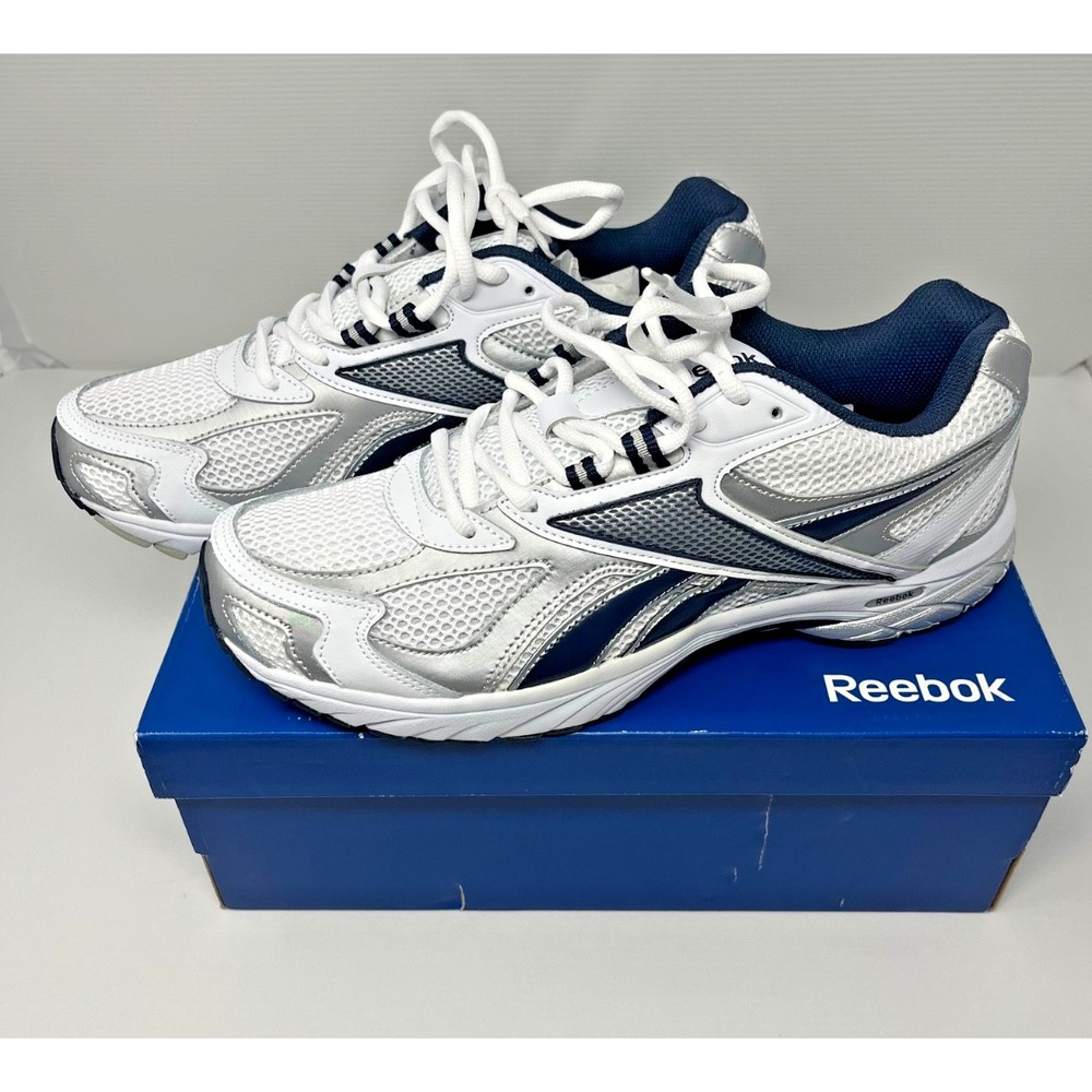 Reebok Pheehan Run V47539 Mens 10.5 White Silver Navy Running Shoes Dad Shoe NEW